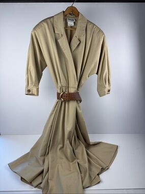 Emi Elle Tan Midi Shirt Dress with Brown Croc Belt